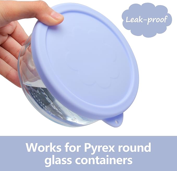 LUVCOSY 2 Cup Silicone Replacement Lids Storage Cover for Pyrex 7200-PC Glass Bowls (Container not Included) 8 Pack Microwave, Dishwasher and Freezer Safe