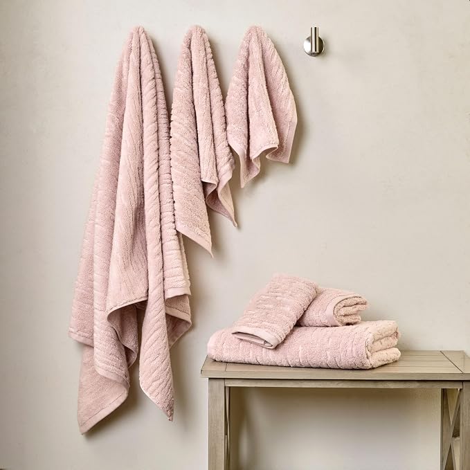 SKL Home CloudSoft Hand Towel Set, 2-Piece, 100% Cotton Luxury, Blush Pink | Premium spa-level quality. 600 GSM weight. Ultra plush & absorbent. For use in the bathroom, kitchen, bar or any sink space.