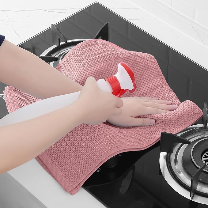 Homaxy 100% Cotton Waffle Weave Kitchen Dish Towels 6-Pack, Dried Rose | 13 x 28 Inches, Ultra Soft Absorbent Dish Towels, Quick Drying Cleaning Towels
