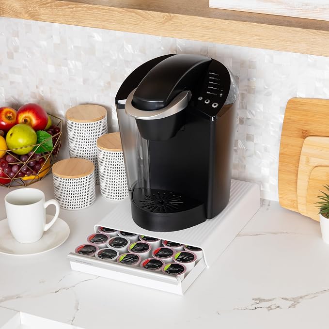 Mind Reader Single Serve Coffee Pod Drawer, Holds 30 Standard Coffee Pods, Compact Countertop Organizer, 2.5 Inch Tall Storage Base