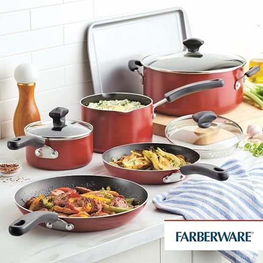 Farberware Cookstart Aluminum Nonstick Cookware Set, 15-Piece