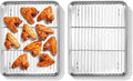 Homikit Quarter Sheet Pan with Rack Set for Toaster Oven (2 Sheets+2 Racks) | 12x10 Inch Stainless Steel Baking Sheets & Wire Cooling Grids, Small Cookie Pans Non Toxic, Metal Bacon Tray, Dishwasher Safe