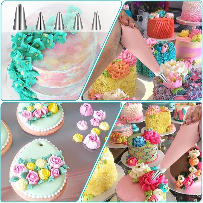 5pcs Leaf Piping Tips, Leaf Shape Piping Tip for Cupcakes, Stainless Steel Ruffle Tips, Cake Supplies for Baking And Decorating, Flower Nails Cake Cookies Frosting Decorating Tools