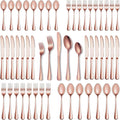 Runfly 40-Piece Rose Gold Flatware Set, Stainless Steel Cutlery Set for 8 | Mirror Polished Durable Utensil Set Includes Knife Fork Spoon for Home Kitchen Restaurant Tableware