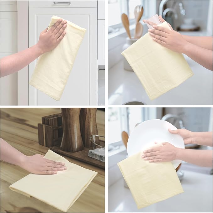 Urban Villa Kitchen Towels Cotton Dish Towels 27”x27” (Set of 4) Ivory