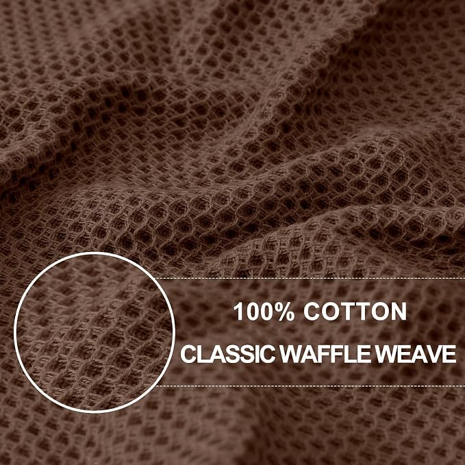 Homaxy 100% Cotton Waffle Weave Kitchen Dish Cloths 24-Pack, Coffee | 12 x 12 Inches, Ultra Soft Absorbent Dish Towels, Quick Drying Dish Rags with Hanging Loop