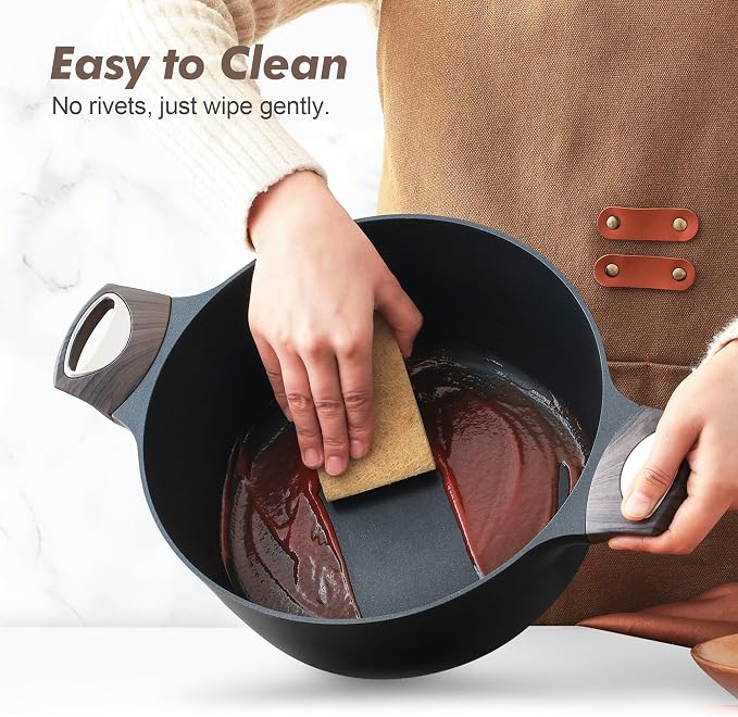 SENSARTE Pots and Pans Set Non stick, Non toxic Healthy Induction Cookware Sets, 14 Pcs Non Stick Kitchen Cooking Set with Frying Pans Set & Saucepan, PFOA PFOS Free, Black