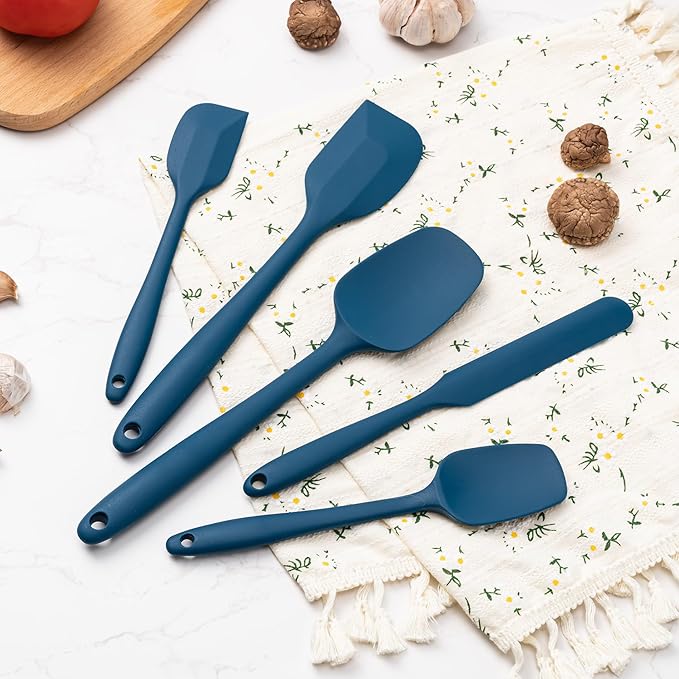 Silicone Spatula Set,5 Piece Food Grade Rubber Spatulas,Navy Blue | Spatulas Silicone Heat Resistant for Baking,Cooking,and Mixing High Heat Resistant Non Stick Dishwasher Safe BPA-Free