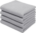 Homaxy 100% Cotton Waffle Weave Kitchen Dish Towels 4-Pack, Light Gray | 13 x 28 Inches, Ultra Soft Absorbent Dish Towels, Quick Drying Cleaning Towels