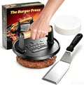 Smash Burger Press 6.5"& Spatula Set 20pc Baking Paper,Gift for Men | 2lb Heavy-Duty Grill Bacon Meat Press with Wood Handle,Nonstick hamburger Smasher for griddle accessories,BBQs and Tailgates