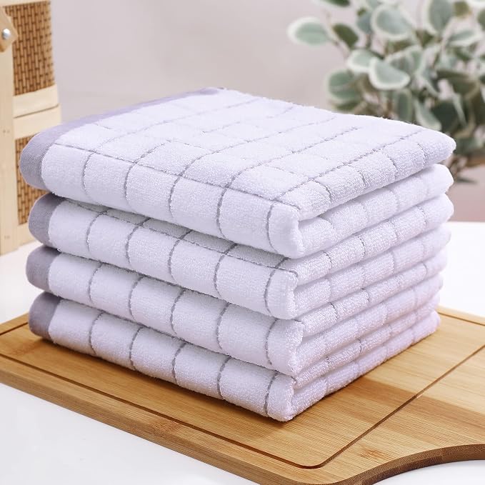 Homaxy 100% Cotton Terry Kitchen Towels, 6 Pack, White | Ultra Soft and Absorbent Dish Towels for Kitchen, Suitable for Drying and Washing Dishes