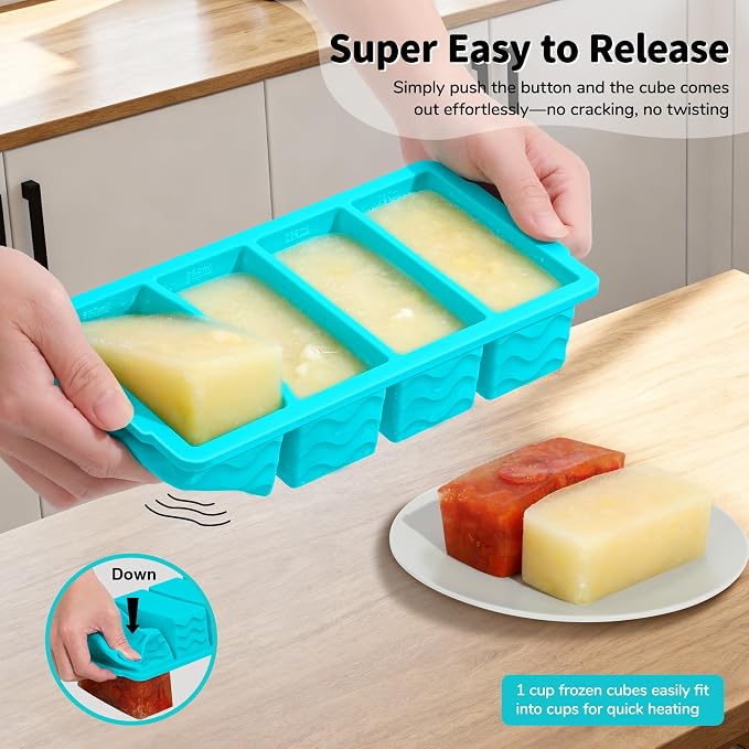 3-Pack Silicone Freezer Trays with Lid, Soup Freezer Container Molds | 2 Large 2-Cup, 4 Medium 1-Cup, 6 Small 1/2-Cup, BPA Free, Ice Cube Tray for Soup, Stews, Sauces, Meal Prep, Broth, Leftovers