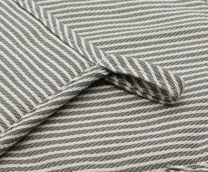 Cotton Oven Mitts and Pot Holders Set, Grey Stripes, Set of 3 | Quilted Oven Mitts Heat Resistant, Pot Holders and Oven Mitts For Kitchen