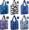 BeeGreen Reusable Grocery Bags for Groceries | Foldable Tote Bags with Handles Reusable Gift 6 Set - Heavy Duty Washable Polyester Travel and Shopping Basket - Bulk Bag for Women Animal Lovers