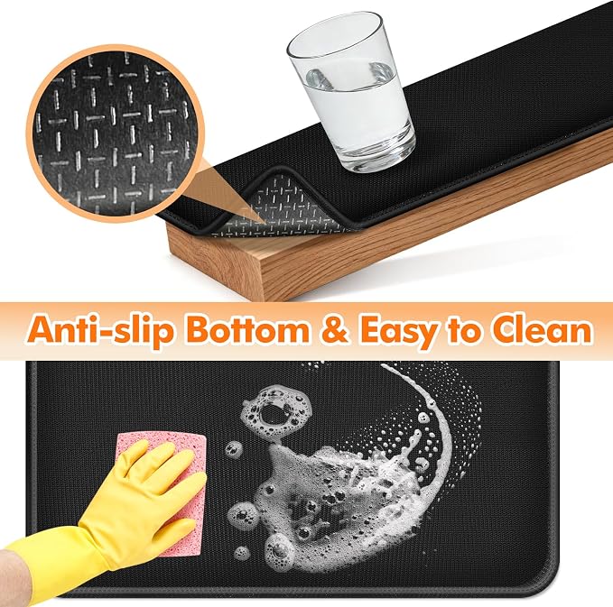 Non-slip Air Fryer Mats for Countertop, 2mm Thick, 18x15 in, Black | 1022°F Fireproof mat, heat resistant mats for countertop, non-slip silicone bottom, air fryer accessories for ninja, cosori