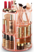 Masirs 360 Rotating Makeup Organizer Countertop, Adjustable Shelf, Pink | 360-Degree Rotating Makeup Organizer, Adjustable Shelf Height, Cosmetic Perfume Skincare Storage, Vanity Countertop, Pink