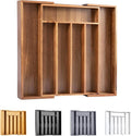 Acacia Silverware Organizer Kitchen Drawer Organizer Expandable Bamboo Utensil Holder Cutlery Tray for Kitchen Utensil and Flatware Bedroom Office