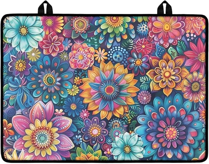 Boho Mandala Lotus Hippie Flower Print Electric Stove Top Cover Thick Induction Cooktop Protector with Lanyards Anti-Slip Coffee Machine Mat for Glass Top Stove, 29.18 x 20.96 inch