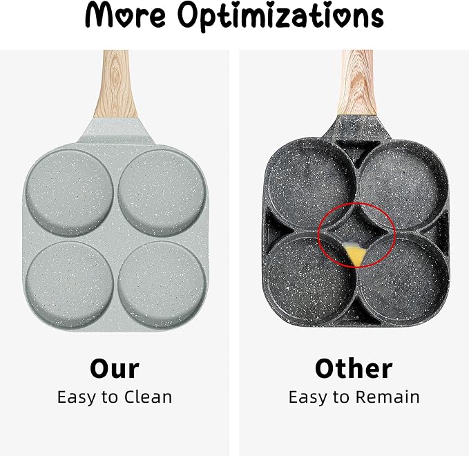 Caannasweis Egg Pan Omelette Pan, 4-Cup Nonstick Granite Omelette Skillet Breakfast Frying Pan Egg Cooker Suitable for Gas Stove & Induction Cookware, PFOA PFOS Free, Green