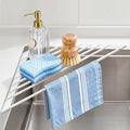 Ohuhu Corner Sink Strainer, Sponge Holder for Kitchen Sink Organizer - Silicone Wrapped Steel Anti Slip Rust Triangle Over the Sink Roll-UP Dish Drying Rack Caddy Kitchen Sink Accessories