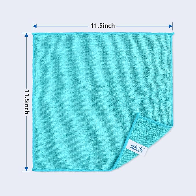 HOMEXCEL 24PK Microfiber Cleaning Cloth, Cleaning Rag for Home, 11.5x11.5in | Reusable, Lint Free, Scratch-Free and Highly Absorbent Towels for Kitchen, Window and Glass, Cars (Green/Blue/Yellow/Pink)