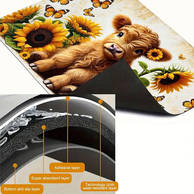 HOMETITUTE Highland Calf Stove Top Cover 28x20 Sunflower Diatomite Mat