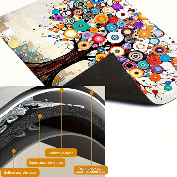 HOMETITUTE Vibrant Circle Tree Stove Top Cover 28x20 Abstract Art Mat
