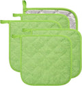 100% Cotton Kitchen Everyday Basic Terry Pot Holder Heat Resistant Coaster Potholder for Cooking and Baking Set of 5 Apple Green