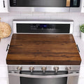 TIDITA Stove Top Covers for Electric Stove, Noodle Board, 30”x22” (Outer) | 28.9”x20.8” (Inner), Walnut color, Acacia Wood, Metal Handles, Non-Skid Pads, Noodles Board Stove Cover, Easy Assembly
