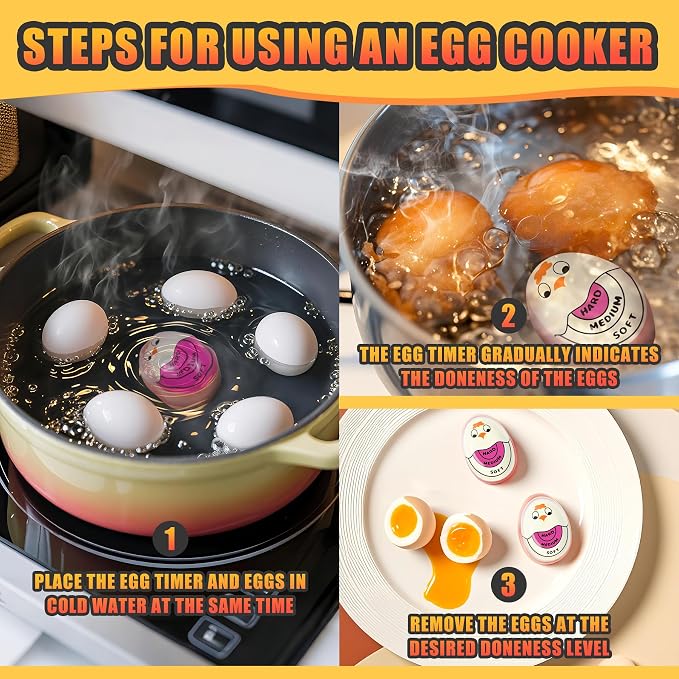 FOREV Egg Timers for Hard Boiled Eggs Timer, Purple 2pcs | BPA-Free, Color Changing Tells When Eggs are Ready