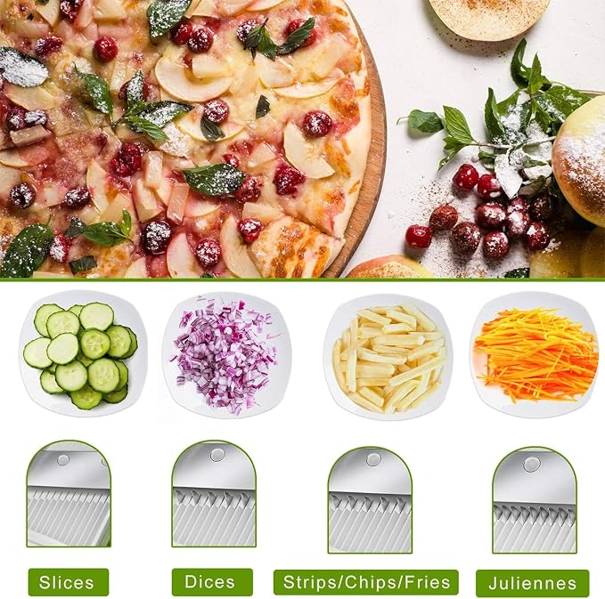 ONCE FOR ALL Mandoline Slicer for Kitchen, All in 1 Veggie Slicer, Orange | Adjustable Thickness, Potato Slicer Veggie Chopper, Strips Julienne Dicer, French Fry Cutter, Dishwasher Safe, Kitchen Gift