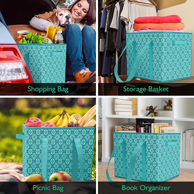 Reusable Grocery Bags 2 Pack, Foldable & Water Resistant Shopping Bags | Large Grocery Tote Bag Water Resistant Shopping Bags Foldable Grocery Bag for Clothes,Shoes and Picnic