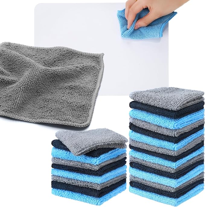 30 Pcs Dry Erase Cloth,6 X 6 Inch,Blue/Gray/Black | Cleaning Rags Reasonable Whiteboard Cloth Kitchen Towels Microfiber Towels Cars Wash