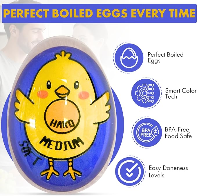 Iconikal 2-Pack Chick Egg Timer Color Changing Soft Medium Hard