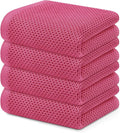 Kitinjoy 100% Cotton Waffle 4-Pack Kitchen Towels, 13" x 28", Hot Pink | Super Soft, Ultra-Absorbent, Fast Drying, lightweight, Quick Drying Kitchen Hand Towels