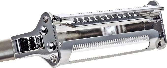 Julienne Vegetable Peeler, Cutter and Slicer is Perfect for Making Potato, Carrot, Zucchini or Butternut Squash Noodles. Amazing Peeler Includes a Free Cleaning Brush and has a Dual Blade Feature. Enhance Your Kitchen Experience Now!
