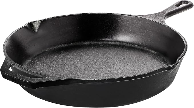 Utopia Kitchen Cast Iron Skillet 10.25 Inch Pre-Seasoned PFAS-Free Black | Chef Pan, Even Heat Distribution, Stovetop, Oven, Campfire and Grill Safe, Large Skillet, Indoor Outdoor Use