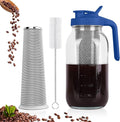 Cold Brew Coffee Maker, 64 oz Mason Jar Pitcher with Stainless Steel Filter, Pour Spout Handle Lid, Heavy Duty Glass Airtight & Leak-Proof for Iced Coffee,Tea & Lemonade