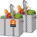 Reusable Grocery Bags 2 Pack, Foldable & Water Resistant Shopping Bags | Large Grocery Tote Bag Water Resistant Shopping Bags Foldable Grocery Bag for Clothes,Shoes and Picnic