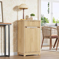HOOBRO 10 Gallon Tilt-Out Trash Can Cabinet, Hidden Garbage Bin Storage with Drawer and Flip-Down Door with Sensor Light Strip, Dog Proof Trash Can for Kitchen Living Room, Natural NL06DLJ01