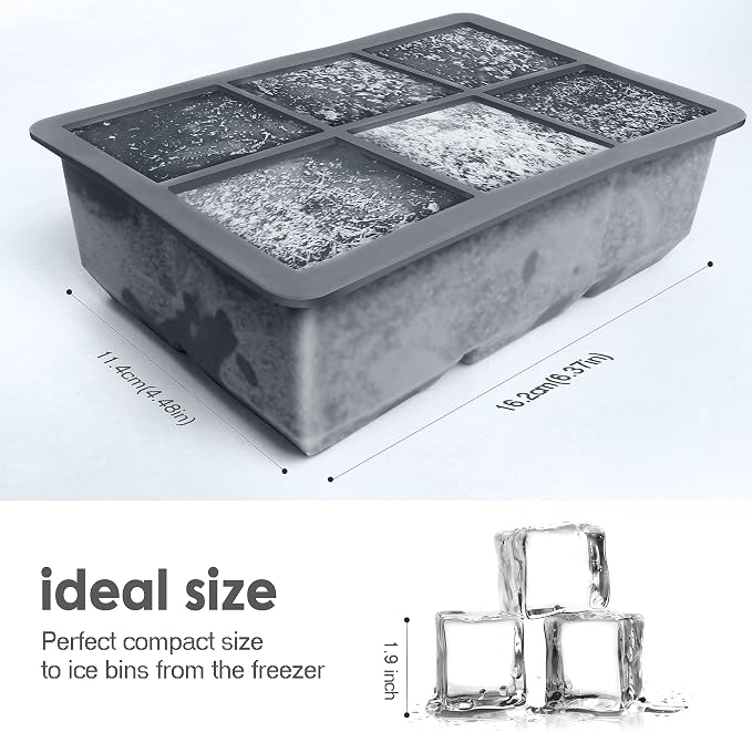 Excnorm Silicone Ice Cube Trays 3 Pack - Large Size Silicone Ice Cube Molds with Leak Proof Removable Lid Square Ice Cube Tray And BPA Free for Cocktail,Whiskey, Stackable Flexible Ice