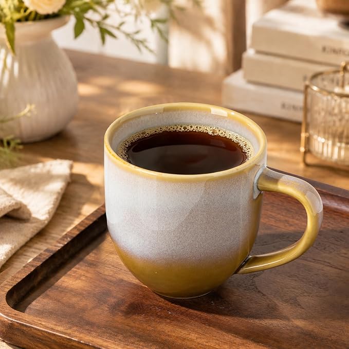 theterra Ceramic Coffee Mugs Set of 6, 12 oz Coffee Cups with Handle | Handmade, Suitable for Latte, Tea, Milk, Beer & Hot Cocoa, Autumn Haze