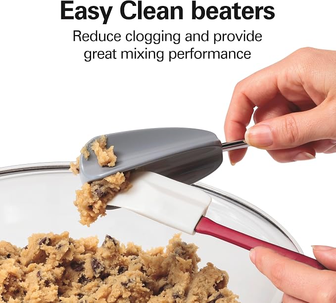 Hamilton Beach 6-Speed Electric Hand Mixer With Easy Clean Beaters | Traditional Beaters | Dough Hooks | Whisk | Snap-On Storage Case | 275 Watt Motor | Black | 62639J