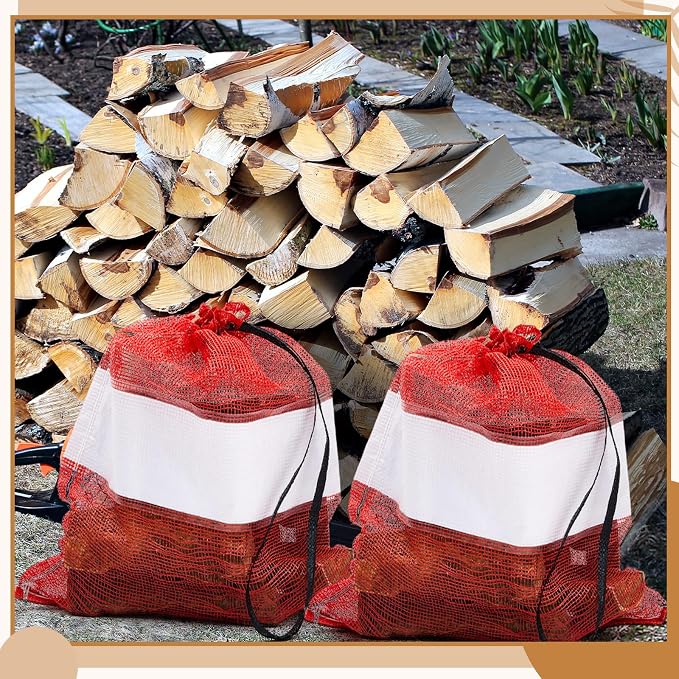 150 Pcs Onion Bags Reusable Mesh Produce Storage with Drawstring Firewood Bags Onion Potato Storage Sacks for Garden Vegetable Fruit Produce Packaging Supplies (22 x 24 Inch)