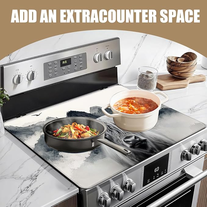 Highland Cow Mountain Stove Top Covers for Electric Stove, Electric Gas Stove Pad Heat Resistant Range Cooktop Protector for Home Decor Kitchen 28"x20"
