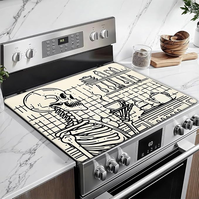 主题 Stove Top Covers for Electric Stove, 主题 Electric Gas Stove Pad Heat Resistant Range Cooktop Protector for Home Decor Kitchen 28"x20"