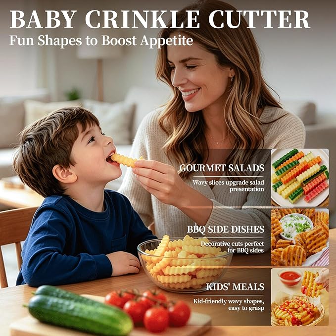 Dragon Creek Crinkle Cutter Knife - Wavy Chopper Potatoes | Crinkle Wave Fry Cutter for Vegetable Fruits Fun Carrot Chip Slicer Thanksgiving Gift Idea Stainless Steel