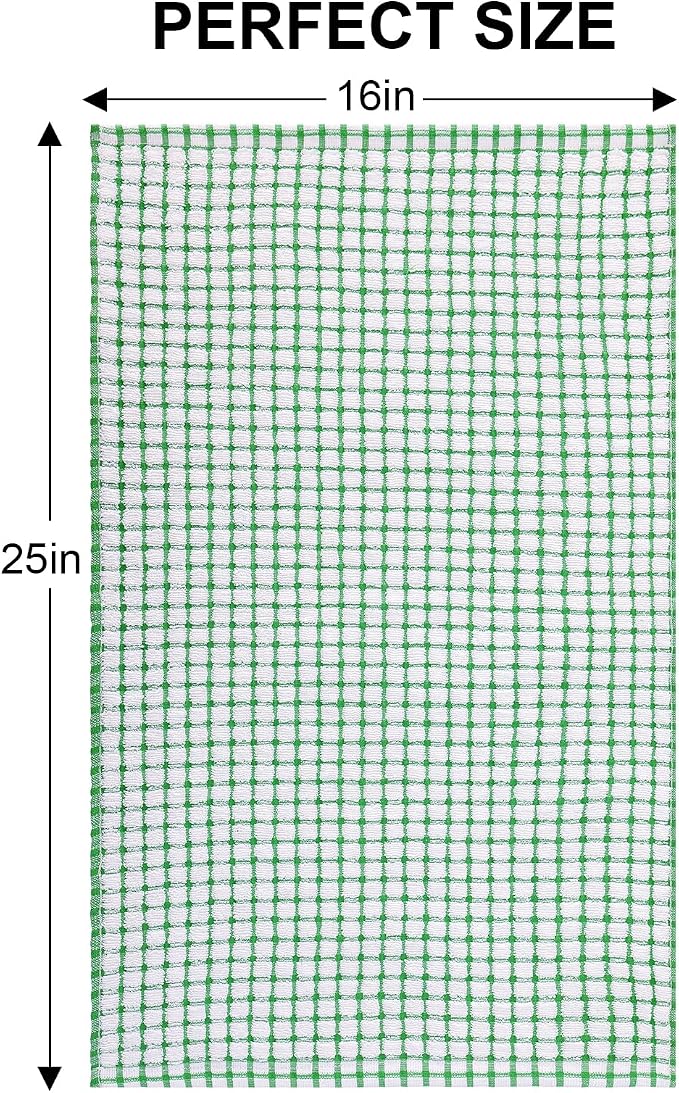 Kitinjoy Cotton 6 Pack Terry Kitchen Towels, Green | 16 x 25 Inches Super Soft and Absorbent Dish Towels, Quick Drying hand towels for kitchen Drying