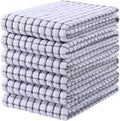 Mordimy Premium Cotton Kitchen Towels 16"x 25", Grey Check Design, 6 Pack | Super Absorbent Terry Kitchen Hand Towels, Large Natural Ring Spun 360 GSM Dish Towels, Soft Tea Towels with Hanging Loop
