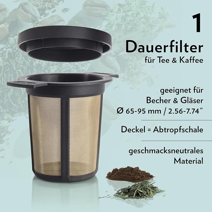 Finum Reusable Stainless Steel Coffee and Tea Infusing Mesh Brewing Basket, Medium, Black